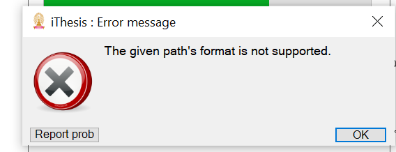 ithesis given path format is not supported